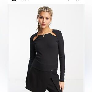 Urban Revivo Black‎ Long Sleeve Top With Cut outs Size 8
